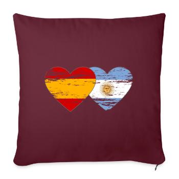 Espagne Argentine Drapeau Coeur Utilisé - Housse de coussin décorative 45 x 45 cm - bordeaux - Devant
