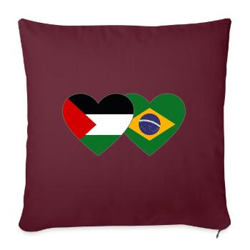 Palestine Brésil Drapeau Coeur - Housse de coussin décorative 45 x 45 cm - bordeaux - Devant