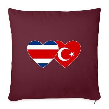 Coeur de drapeau de dinde du Costa Rica - Housse de coussin décorative 45 x 45 cm - bordeaux - Devant
