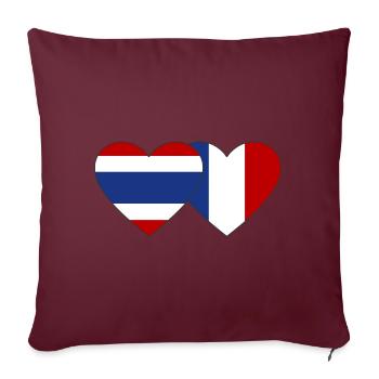 Thaïlande France Drapeau Coeur - Housse de coussin décorative 45 x 45 cm - bordeaux - Devant