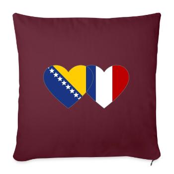 Bosnie France Drapeau Coeur - Housse de coussin décorative 45 x 45 cm - bordeaux - Devant
