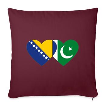Bosnie Pakistan drapeau coeur - Housse de coussin décorative 45 x 45 cm - bordeaux - Devant