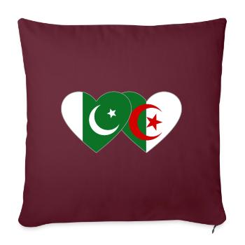 Pakistan Algérie Drapeau Coeur - Housse de coussin décorative 45 x 45 cm - bordeaux - Devant