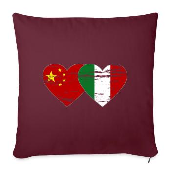 Chine Italie Drapeau Coeur Utilisé - Housse de coussin décorative 45 x 45 cm - bordeaux - Devant