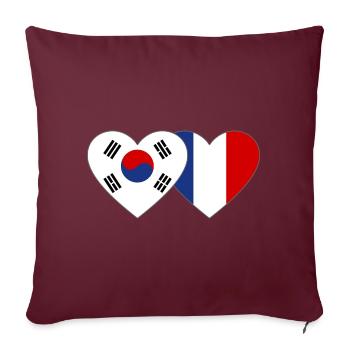 Corée du Sud France Drapeau Coeur - Housse de coussin décorative 45 x 45 cm - bordeaux - Devant