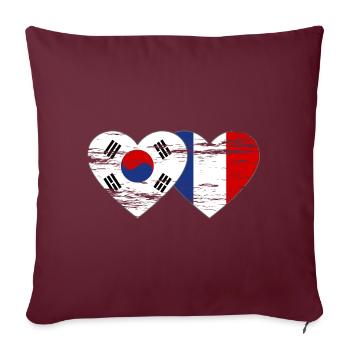 Corée du Sud France Drapeau Coeur Utilisé - Housse de coussin décorative 45 x 45 cm - bordeaux - Devant