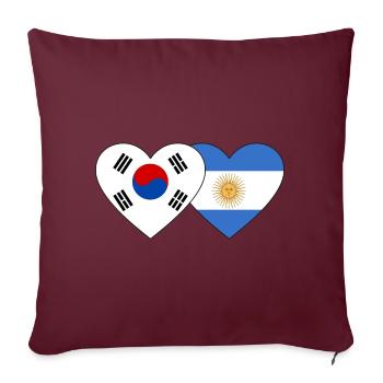 Corée du Sud Argentine Drapeau Coeur - Housse de coussin décorative 45 x 45 cm - bordeaux - Devant