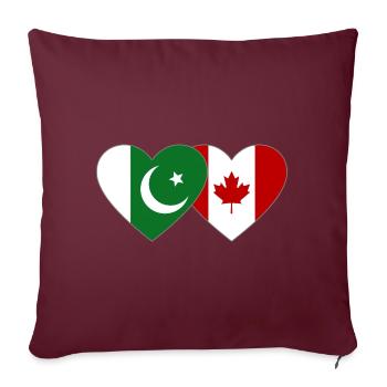 Coeur de drapeau du Pakistan Canada - Housse de coussin décorative 45 x 45 cm - bordeaux - Devant