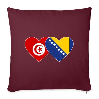 Tunisie Bosnie Drapeau Coeur - Housse de coussin décorative 45 x 45 cm - bordeaux - Devant
