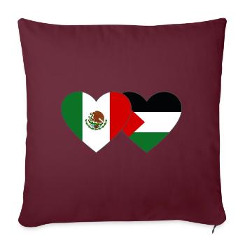 Mexique Palestine drapeau coeur - Housse de coussin décorative 45 x 45 cm - bordeaux - Devant