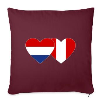 Hollande Pérou drapeau coeur - Housse de coussin décorative 45 x 45 cm - bordeaux - Devant