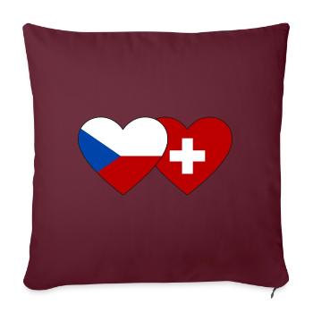 République tchèque Suisse drapeau coeur - Housse de coussin décorative 45 x 45 cm - bordeaux - Devant