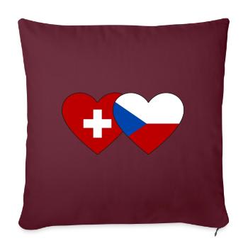 Suisse République Tchèque Drapeau Coeur - Housse de coussin décorative 45 x 45 cm - bordeaux - Devant
