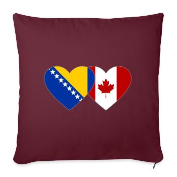 Bosnie Canada drapeau coeur - Housse de coussin décorative 45 x 45 cm - bordeaux - Devant