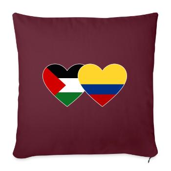 Palestine Colombie drapeau coeur - Housse de coussin décorative 45 x 45 cm - bordeaux - Devant