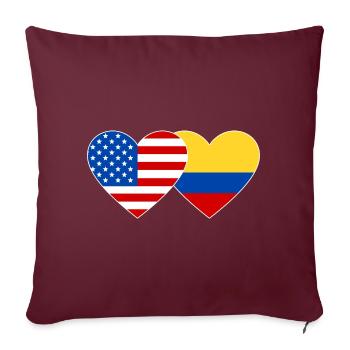 États-Unis Colombie drapeau coeur - Housse de coussin décorative 45 x 45 cm - bordeaux - Devant