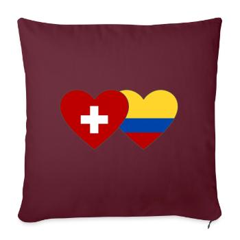 Suisse Colombie Drapeau Coeur - Housse de coussin décorative 45 x 45 cm - bordeaux - Devant