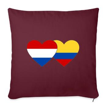 Colombie Hollande drapeau coeur - Housse de coussin décorative 45 x 45 cm - bordeaux - Devant