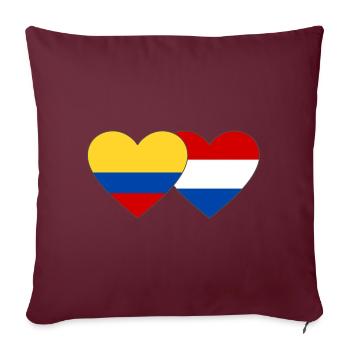 Colombie Hollande drapeau coeur - Housse de coussin décorative 45 x 45 cm - bordeaux - Devant