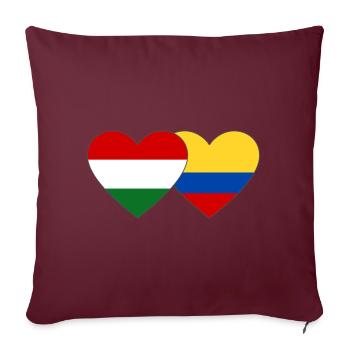 Hongrie Colombie Drapeau Coeur - Housse de coussin décorative 45 x 45 cm - bordeaux - Devant