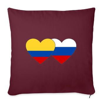 Colombie Russie Drapeau Coeur - Housse de coussin décorative 45 x 45 cm - bordeaux - Devant