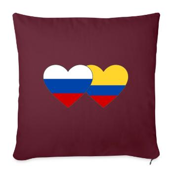 Russie Colombie Drapeau Coeur - Housse de coussin décorative 45 x 45 cm - bordeaux - Devant