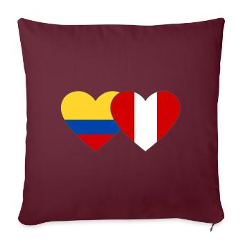 Colombie Pérou Drapeau Coeur - Housse de coussin décorative 45 x 45 cm - bordeaux - Devant