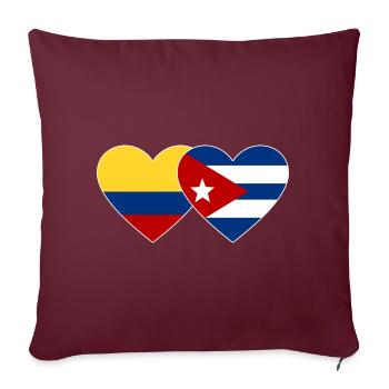 Colombie Cuba Drapeau Coeur - Housse de coussin décorative 45 x 45 cm - bordeaux - Devant