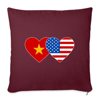 Vietnam USA Drapeau Coeur Utilisé - Housse de coussin décorative 45 x 45 cm - bordeaux - Devant