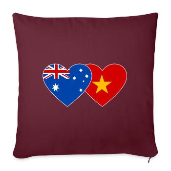 Drapeau Australie Vietnam Coeur - Housse de coussin décorative 45 x 45 cm - bordeaux - Devant