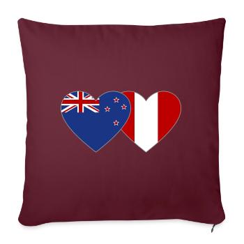 Nouvelle-Zélande Pérou Drapeau Coeur - Housse de coussin décorative 45 x 45 cm - bordeaux - Devant