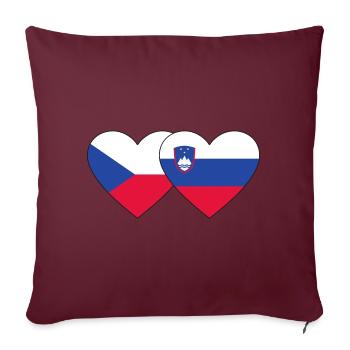 République tchèque Slovénie Drapeau Coeur - Housse de coussin décorative 45 x 45 cm - bordeaux - Devant