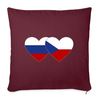 Russland Tschechien Flagge Herz Flagge - Sofakissenbezug 45 x 45 cm - Burgunderrot - Vorne