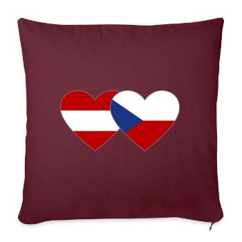 Österreich Tschechien Flagge Herz Flagge - Sofakissenbezug 45 x 45 cm - Burgunderrot - Vorne