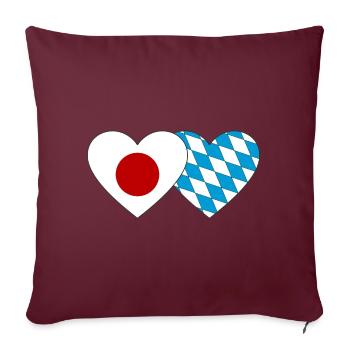Japon Bavaroise Drapeau Coeur - Housse de coussin décorative 45 x 45 cm - bordeaux - Devant
