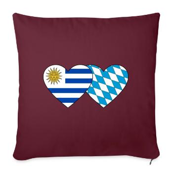 Uruguay Bavaroise Drapeau Coeur - Housse de coussin décorative 45 x 45 cm - bordeaux - Devant