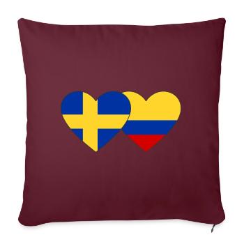 Suède Colombie Drapeau Coeur - Housse de coussin décorative 45 x 45 cm - bordeaux - Devant