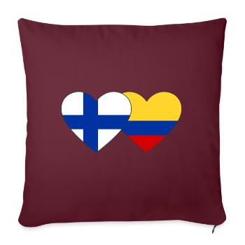 Finlande Colombie Drapeau Coeur - Housse de coussin décorative 45 x 45 cm - bordeaux - Devant