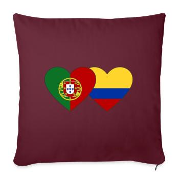 Portugal Colombie Drapeau Coeur - Housse de coussin décorative 45 x 45 cm - bordeaux - Devant