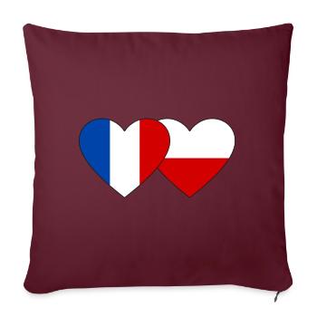 France Pologne Drapeau Coeur - Housse de coussin décorative 45 x 45 cm - bordeaux - Devant