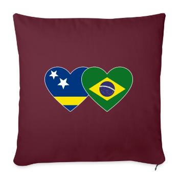 Curacao_Brasilien_Flagge_Herz - Sofakissenbezug 45 x 45 cm - Burgunderrot - Vorne