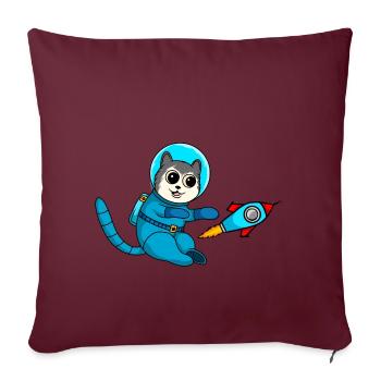 Mignon bande dessinée Chat astronaute dans l’espace - Housse de coussin décorative 45 x 45 cm - bordeaux - Devant