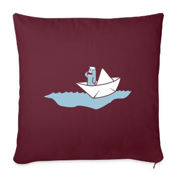 Bateau en papier avec capitaine - Housse de coussin décorative 45 x 45 cm - bordeaux - Devant