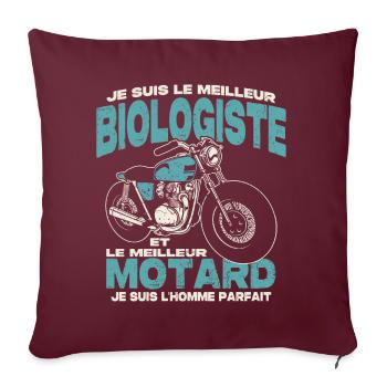 Le meilleur biologiste et le meilleur motard - Housse de coussin décorative 45 x 45 cm - bordeaux - Devant