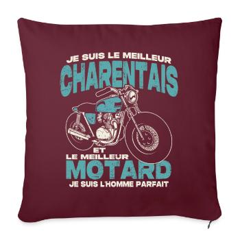 Le meilleur charentais et le meilleur motard - Housse de coussin décorative 45 x 45 cm - bordeaux - Devant