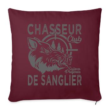 Chassé chasseur de sanglier cadeau cool chasse - Housse de coussin décorative 45 x 45 cm - bordeaux - Devant