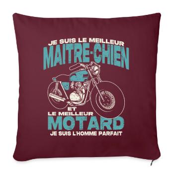 Le meilleur maitre-chien et le meilleur motard - Housse de coussin décorative 45 x 45 cm - bordeaux - Devant