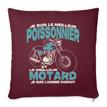 Le meilleur poissonnier et le meilleur motard - Housse de coussin décorative 45 x 45 cm - bordeaux - Devant