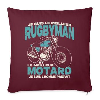 Le meilleur rugbyman et le meilleur motard - Housse de coussin décorative 45 x 45 cm - bordeaux - Devant