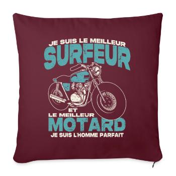Le meilleur surfeur et le meilleur motard - Housse de coussin décorative 45 x 45 cm - bordeaux - Devant